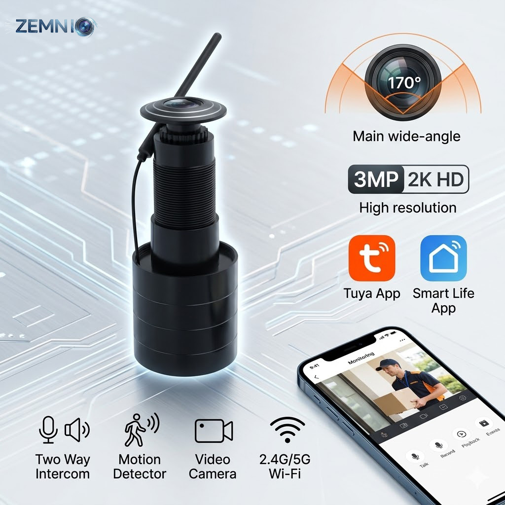 Smart Doorbell Wired - Câmera de Olho Mágico Inteligente ZEMNIO