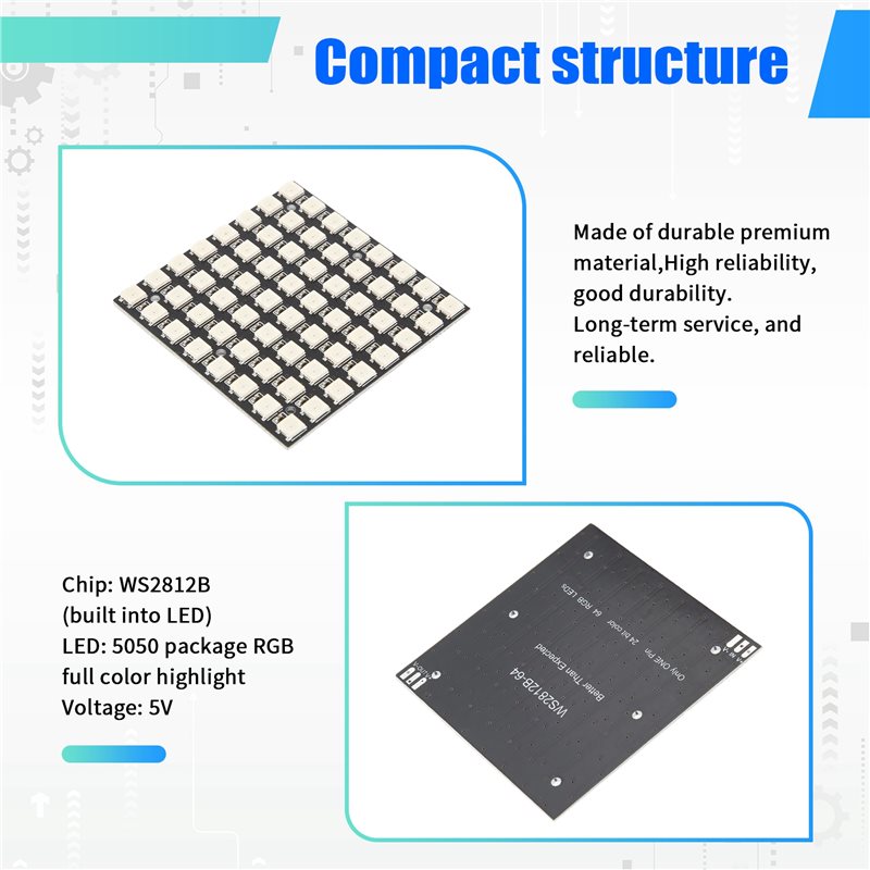 AT82-WS2812 LED 5050 RGB 8X8 M - Rgb Led Matrix 8X8 avaliação e preço